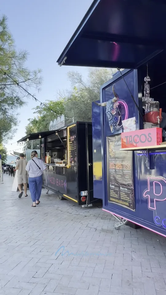 Food trucks along the promenade