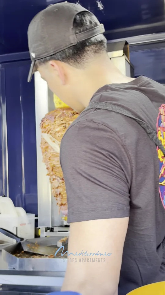 Kebab spit at a food truck
