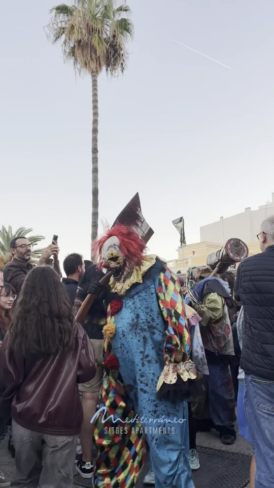 Harlequin clown in the crowd